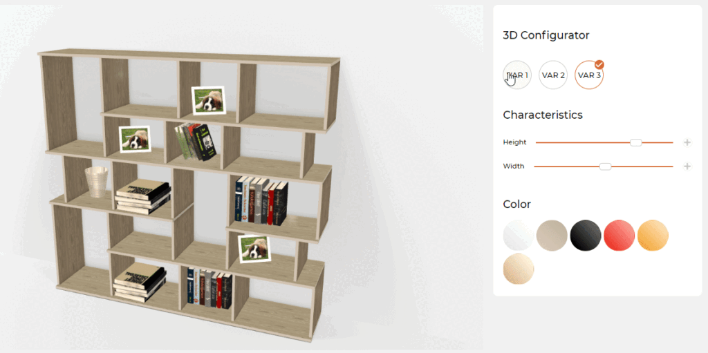 3D Configurator of the "Bookcase (Demo)"